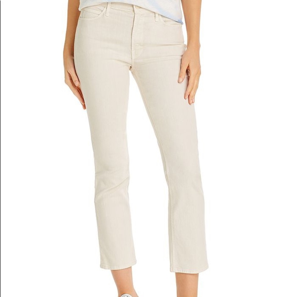 MOTHER ivory mid rise dazzler ankle jean